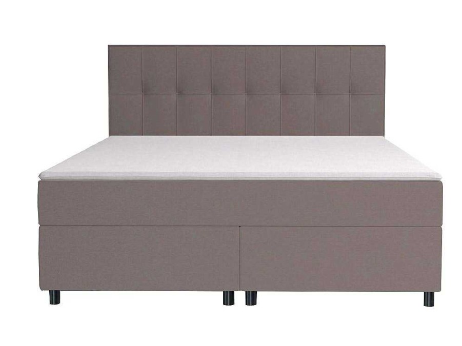 Cama Boxspring, Cama Continental | Ysmée Conjunto Boxspring Completo Cabeceira + Sommiers + Colchao + Sobrecolchao Siero Da Ysmee - 180 X 200 Cm - Tecido - Cinzento