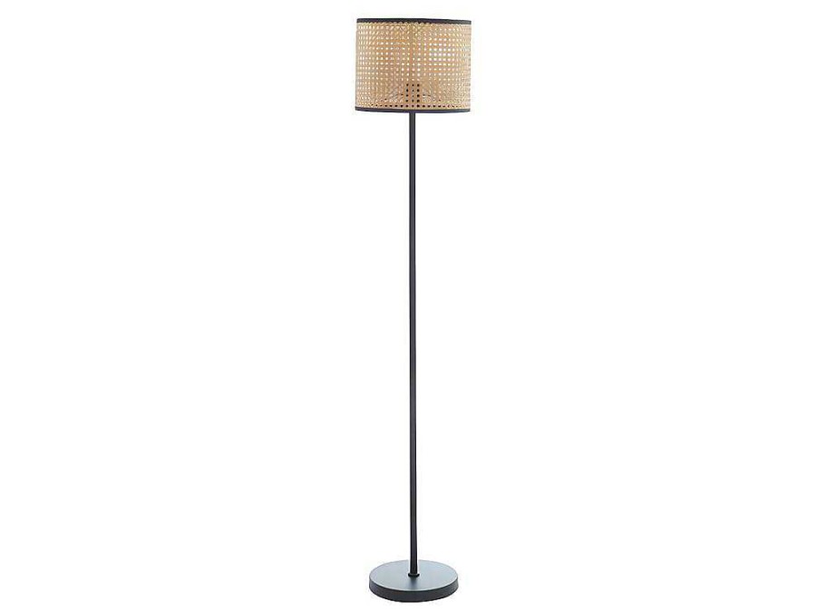 Candeeiro De Pe | OZAIA Candeeiro Entrelacado Estilo Etnico Neirobi - Ferro E Vime - A.145 Cm - Preto E Natural