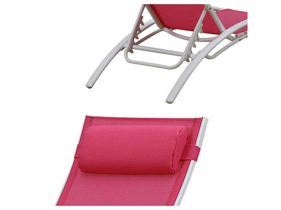 Espreguicadeira | Happy Garden Conjunto De 2 Cadeiras De Conves Galapagos Em Textileno Rosa - Aluminio Branco