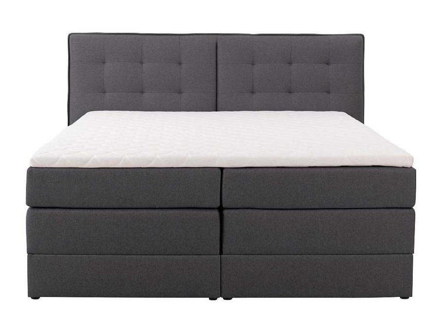 Cama Boxspring, Cama Continental | Palacio Conjunto Boxspring Cabeceira De Cama + Sommiers Com Arrumacao + Colchao + Sobrecolchao, 160 X 200 Cm, Tecido Antracite - Perama Da Palacio