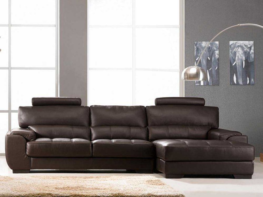 Promocoes Sofas & Poltronas | LINEA SOFA Sofa De Canto Em Pele Castanho - Canto Direito - Metropolitan Ii