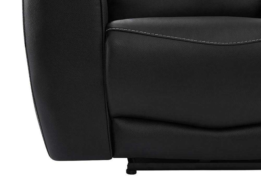 Promocoes Sofas & Poltronas | Vente-unique Poltrona Articulada Eletrica Em Couro Genuino Preto - Damon