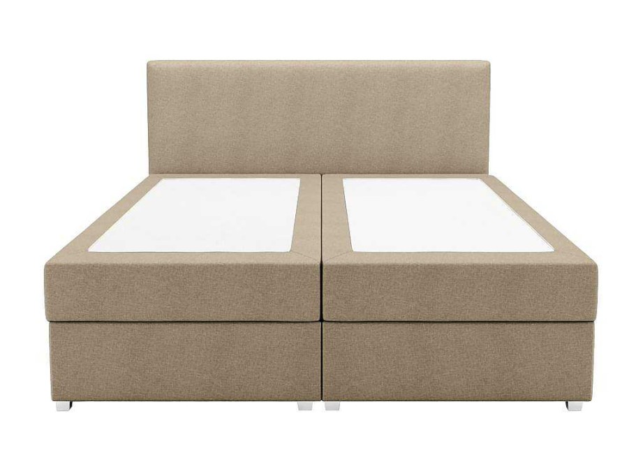 Cama Boxspring, Cama Continental | Ysmée Conjunto Completo Boxspring Com Cabeceira + Sommier + Colchao + Sobrecolchao 180 X 200 Cm Tecido Bege - Onan De Ysmee