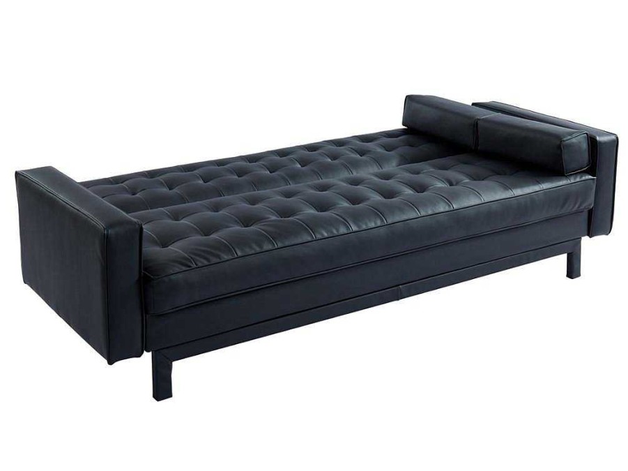 Sofa Cama Clic-Clac E Dobravel | Vente-unique Sofa Cama Clic Clac Em Pele Sintetica Preto - Eleanor