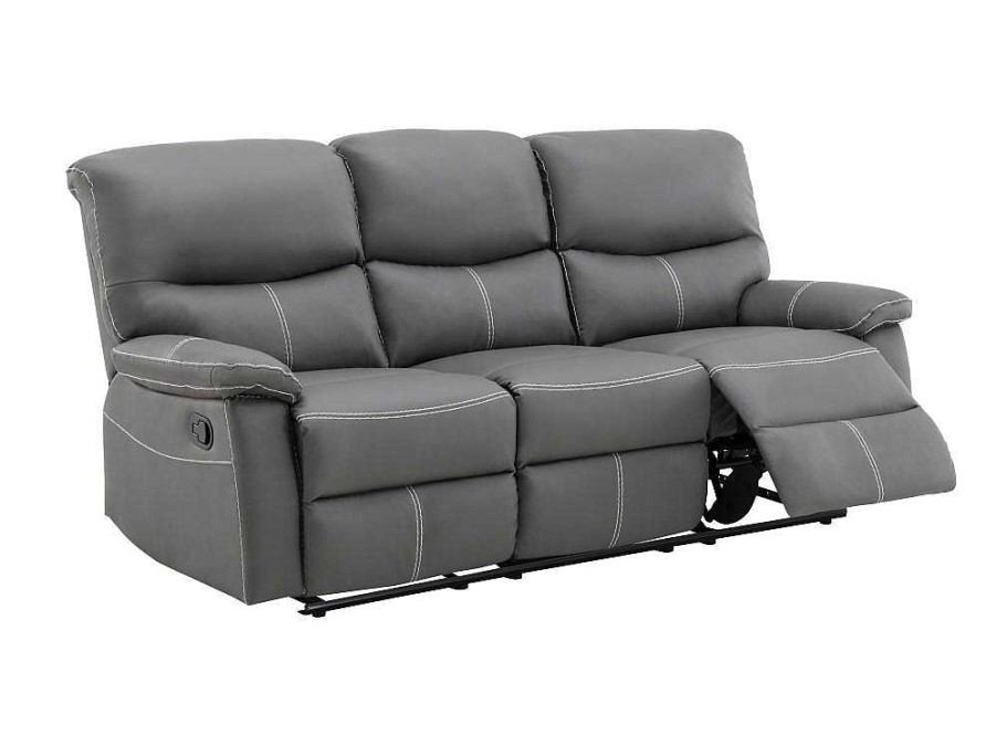 Promocoes Sofas & Poltronas | Vente-unique Sofa De 3 Lugares Articulado Em Pele Sintetica Cinza - Canby