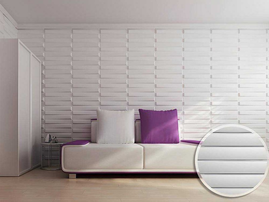 Painel De Parede | Vente-unique Painel De Parede 3D Strait Para Pintar - Pack De 3M - Lote De 12 Pecas