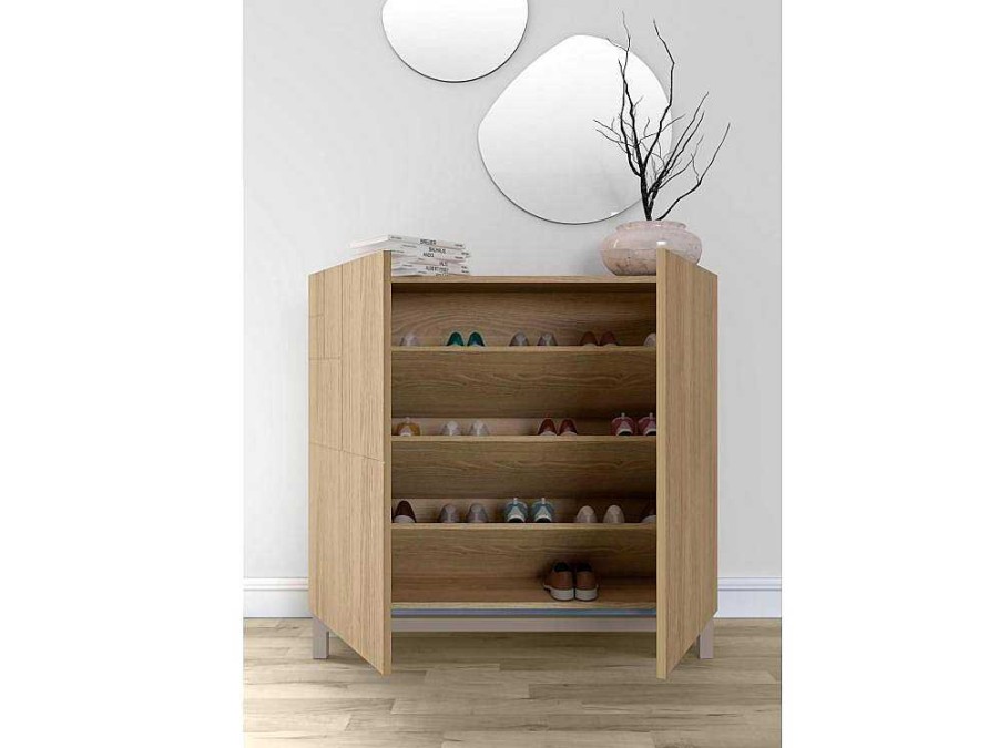 Sapateira | Herdasa Sapateiro/Movel Organizacao - H90Cm X L90Cm X P27Cm Carvalho Dourado Pernas Bege - Copenhague