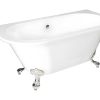 Banheira De Pousar E Encostar | Shower & Design Banheira Semi-Classica Retro Com Pes De 154 L Dimensoes 150 X 74 X 61 Cm Cor Branco Em Acrilico - Sparus