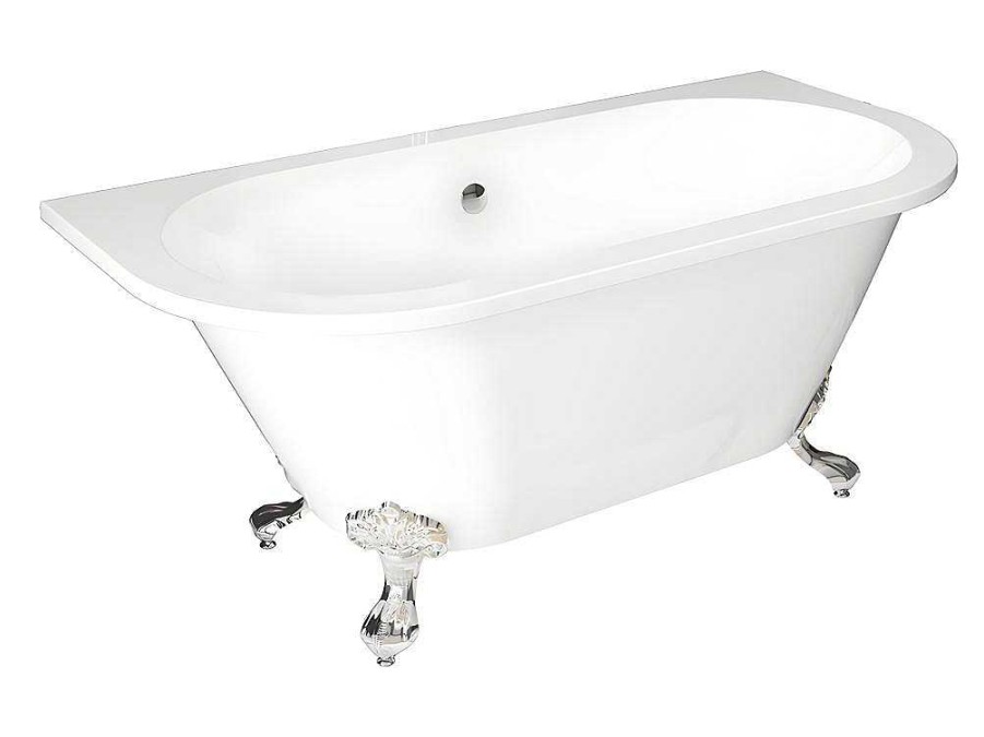 Banheira De Pousar E Encostar | Shower & Design Banheira Semi-Classica Retro Com Pes De 154 L Dimensoes 150 X 74 X 61 Cm Cor Branco Em Acrilico - Sparus