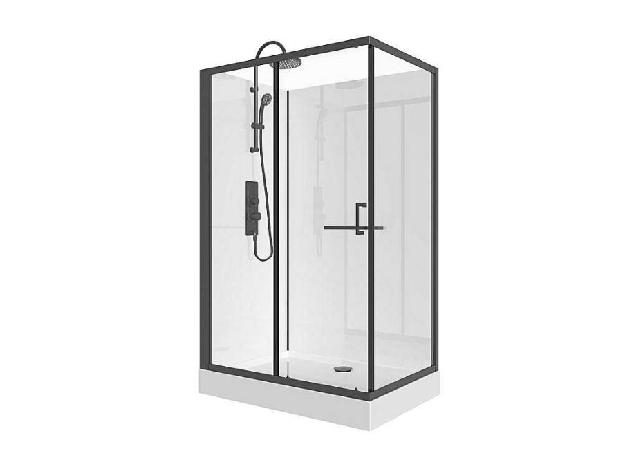 Cabine De Duche | Shower & Design Cabine De Duche Retangular, Instalacao Reversivel, Preto Fosco, C110 X L80 X A225 Cm - Zodani