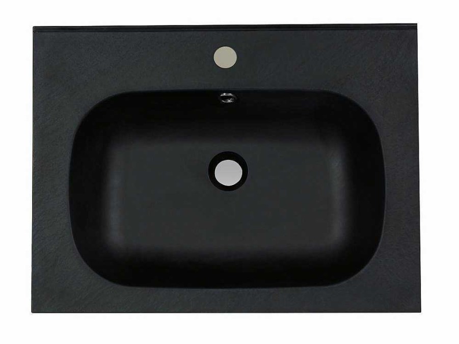 Lavatorio | Shower & Design Lavatorio De Encastrar Em Resina Efeito Pedra Preto C60 X L46 Cm - Okiwa