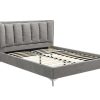 Cama De Adulto | Vente-unique Cama 160 X 200 Cm Com Cabeceira De Cama Acolchoada Tecido Cinzento - Funiti