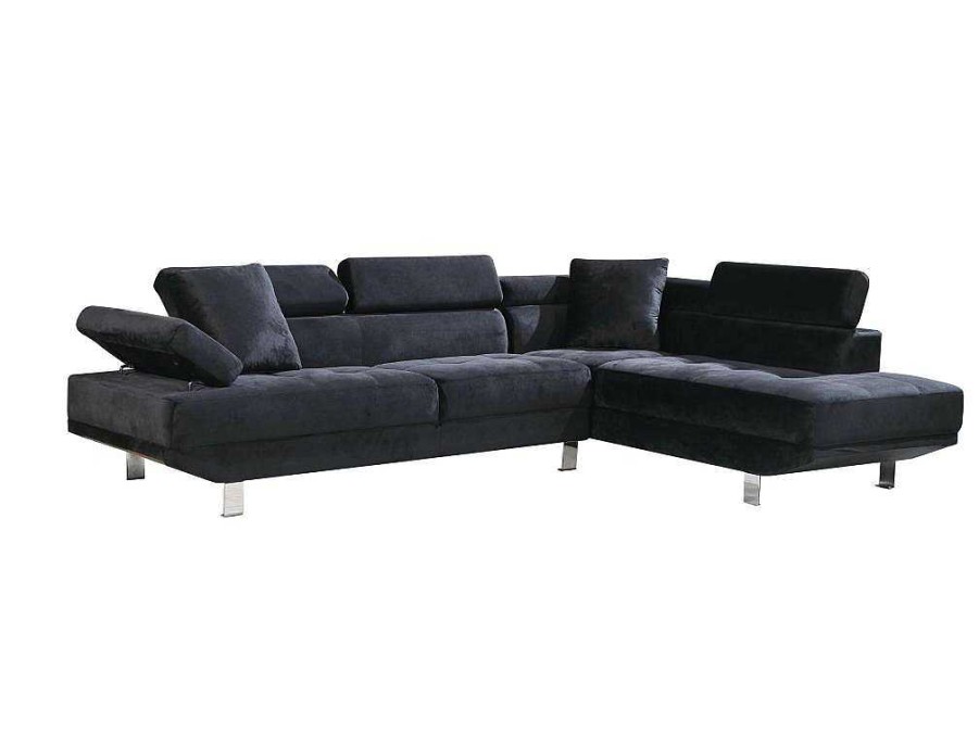 Sofa | Saldosystocks Sofa De Canto Chaise Longue Executive Preto 262X190Cm Vista Frontal Lado Direito