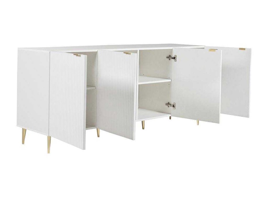 Aparador | Vente-unique Aparador Com 4 Portas Em Mdf E Aco Branco E Dourado - Yesinia