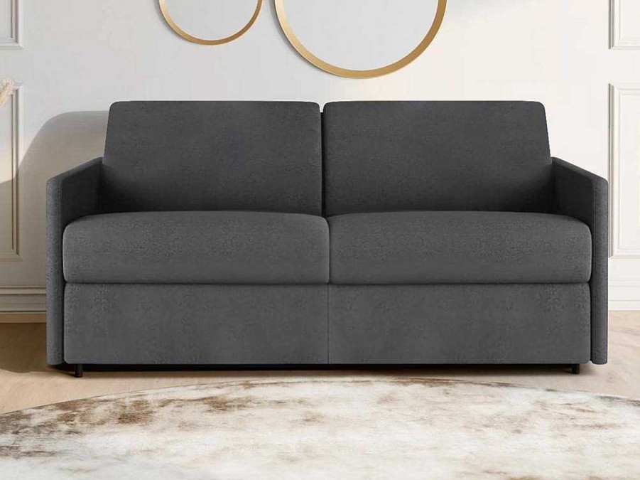 Sofa Cama De Abertura Rapida | Vente-unique Sofa De 3 Lugares Rapidamente Convertivel Em Cama Em Tecido Cinzento - Cama De 140 Cm E Colchao De 22 Cm - Calife