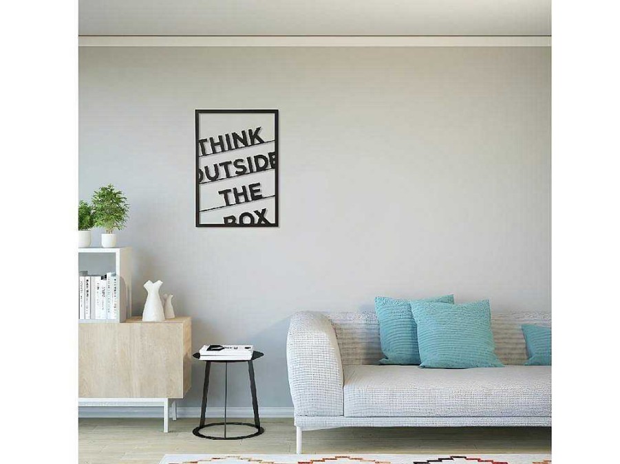 Placa De Parede Decorativa | EPIKASA Decoracao Metalica Think Outside The Box 2, Preto, 50X1,5X70 Cm, Epikasa