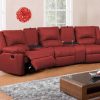 Sofa De Relaxamento Manual | Vente-unique Sofa De 3 Lugares Relax Em Pele Vermelho - Aroma