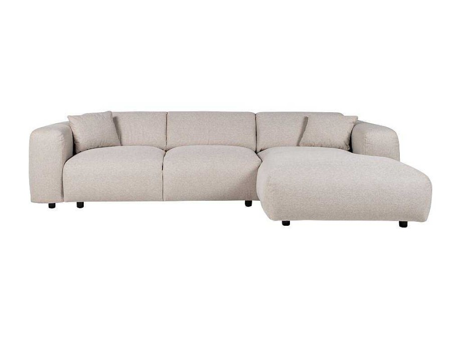 Sofa | Maison Céphy Sofa De Canto Direito Grande Em Tecido Matizado Bege - Pogni