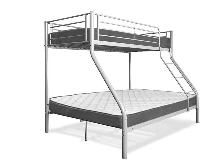 Cama De Adulto | Saldosystocks Beliche Duplo Metalico E Individual Para 3 Pessoas Na Cor Cinza