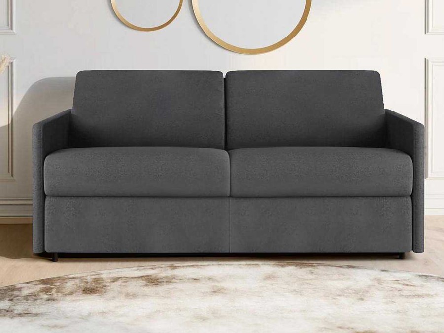 Sofa Cama De Abertura Rapida | Vente-unique Sofa De 3 Lugares Rapidamente Convertivel Em Cama Em Tecido Cinzento - Cama De 140 Cm E Colchao De 18 Cm - Calife