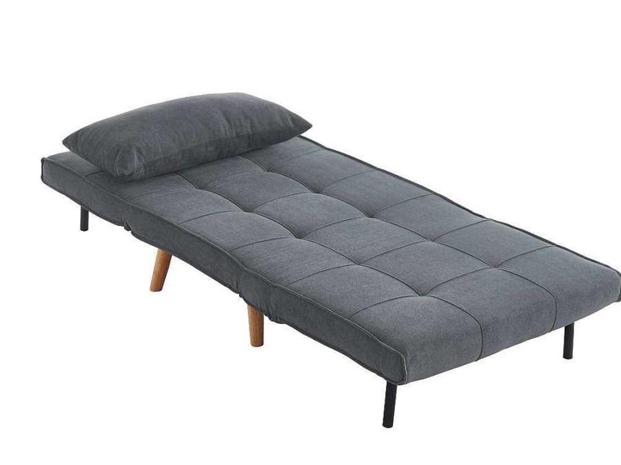 Poltrona Cama | Vente-unique Cadeirao Xl Convertivel Em Tecido Cinza - Chila