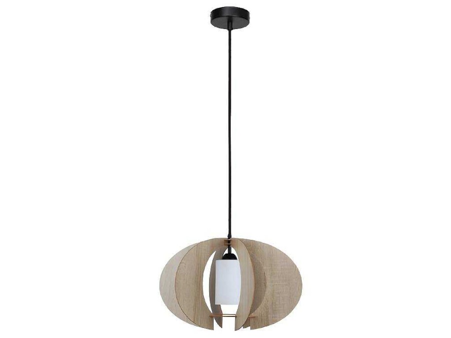 Promocoes Decoracao | EPIKASA Lampada De Suspensao Pola, Carvalho, Preto, Branco, 49X49X110 Cm, Epikasa