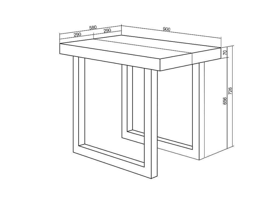 Consola | Skraut Home Mesa Consola Extensivel, 300, Para 14 Pessoas, Pes De Madeira, Cimento