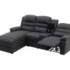 Sofa De Relaxamento Manual | Vente-unique Sofa De Canto Esquerdo Articulado Em Tecido Antracite - Macedonia