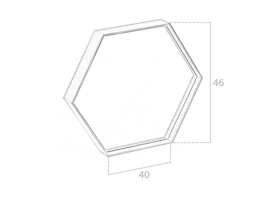 Espelhos | Angel Cerda Espelho De Parede Hexagonal Com Moldura De Madeira Folheada A Nogueira. 3039