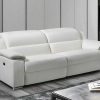 Sofa De Relaxamento Eletrico | Vente-unique Sofa De 3 Lugares Relax Electrico Em Pele Marfim - Arena Iii