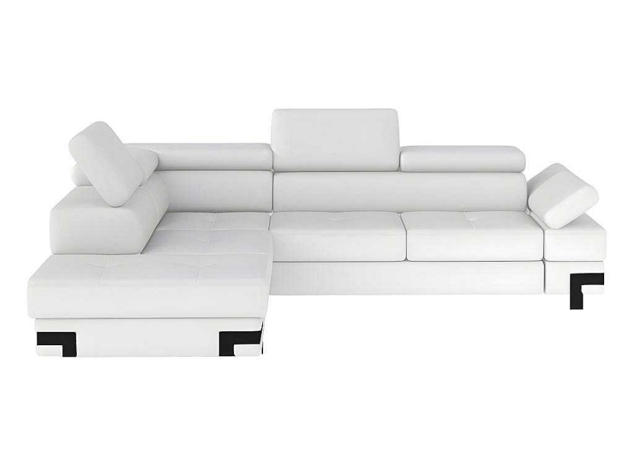 Sofa Em Pele Sintetica | Vente-unique Sofa De Canto Convertivel Em Pele Sintetica Branco De Canto Esquerdo - Damien Ii