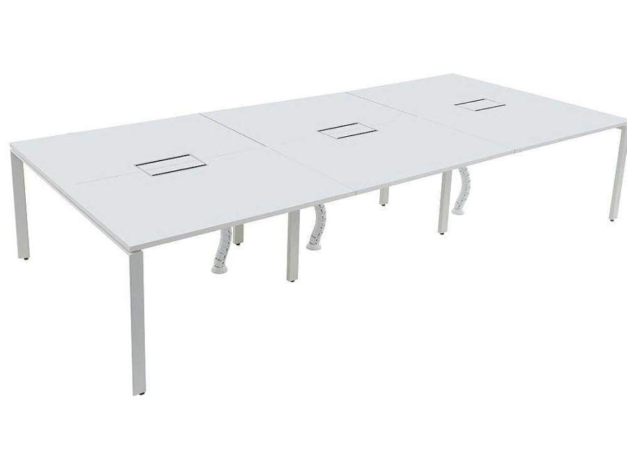 Mobiliario De Escritorio | Workēa Mesa De Escritorio 6 Pessoas Branco C120 Cm - Downtown