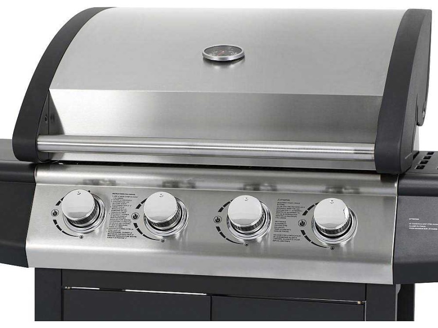 Barbecue, Braseiro De Jardim, Plancha | Vente-unique Barbecue A Gas Com 4 Bicos E 1 Fogao Lateral 143X54X115 Cm - Smoky