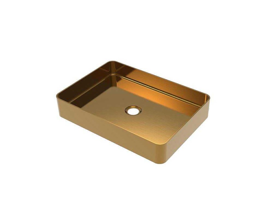 Lavatorio | Shower & Design Lavatorio De Pousar Retangular, Dourado Escovado, C50 X L35,2 Cm - Demarquy