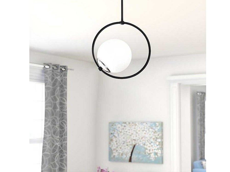 Luz De Teto | OZAIA Candeeiro De Teto Em Metal Com Globo Em Vidro De A. 39 Cm Cor Preto E Branco - Dulonay