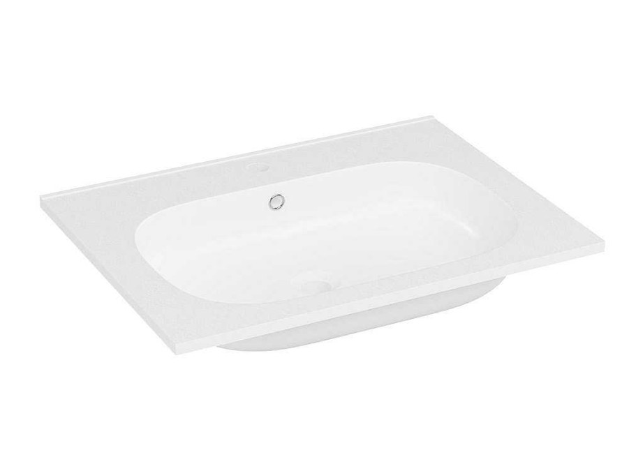 Lavatorio | Shower & Design Lavatorio De Encastrar Resina Efeito Pedra Branco C60 X L46 Cm - Okiwa