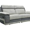 Sofa De Relaxamento Manual | Vente-unique Sofa E Cadeirao Relax Em Microfibra Cinza Claro E Antracite - Talca