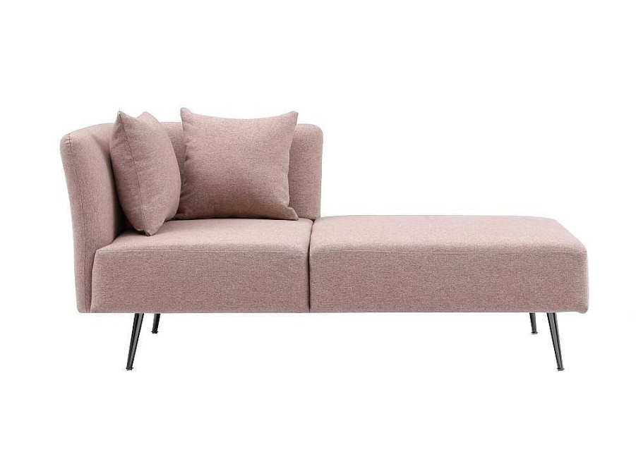 Chaise Longue | Vente-unique Chaise-Longue Direita Em Tecido Cor-De-Rosa - Napasa