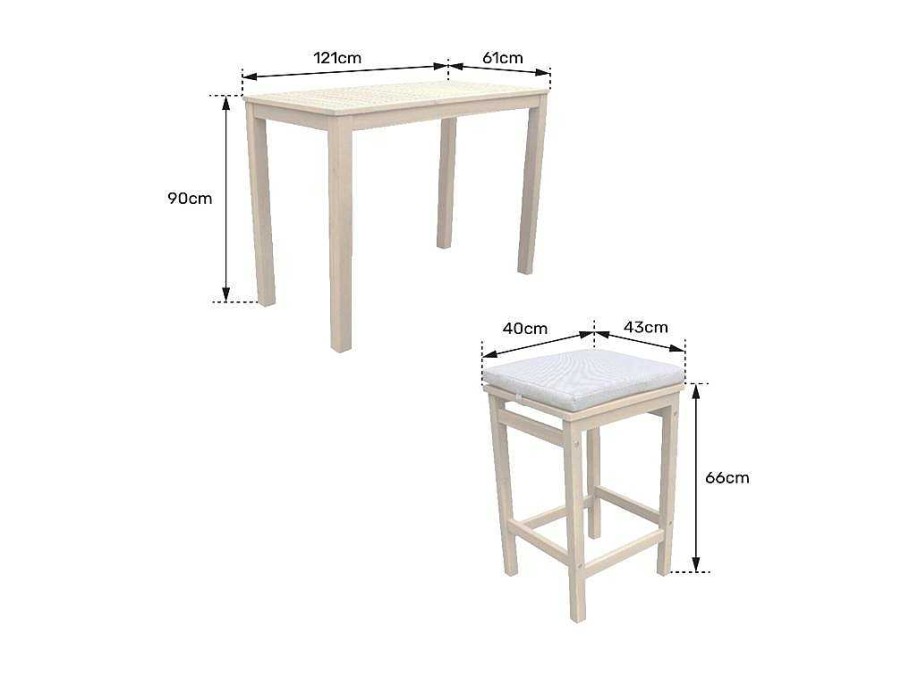 Conjunto Mesa E Cadeiras De Jardim | Happy Garden Aruba Mesa De Pe De 4 Lugares Em Acacia - Almofadas De Areia