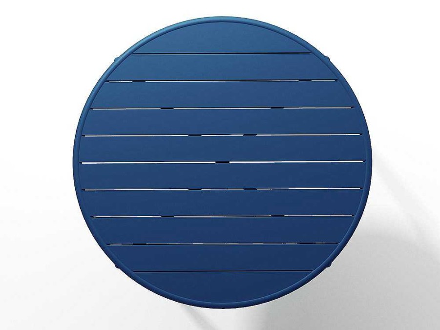 Conjunto Mesa E Cadeiras De Jardim | MYLIA Mesa Redonda De Jardim D. 110 Cm Em Metal Azul-Escuro - Mirmande