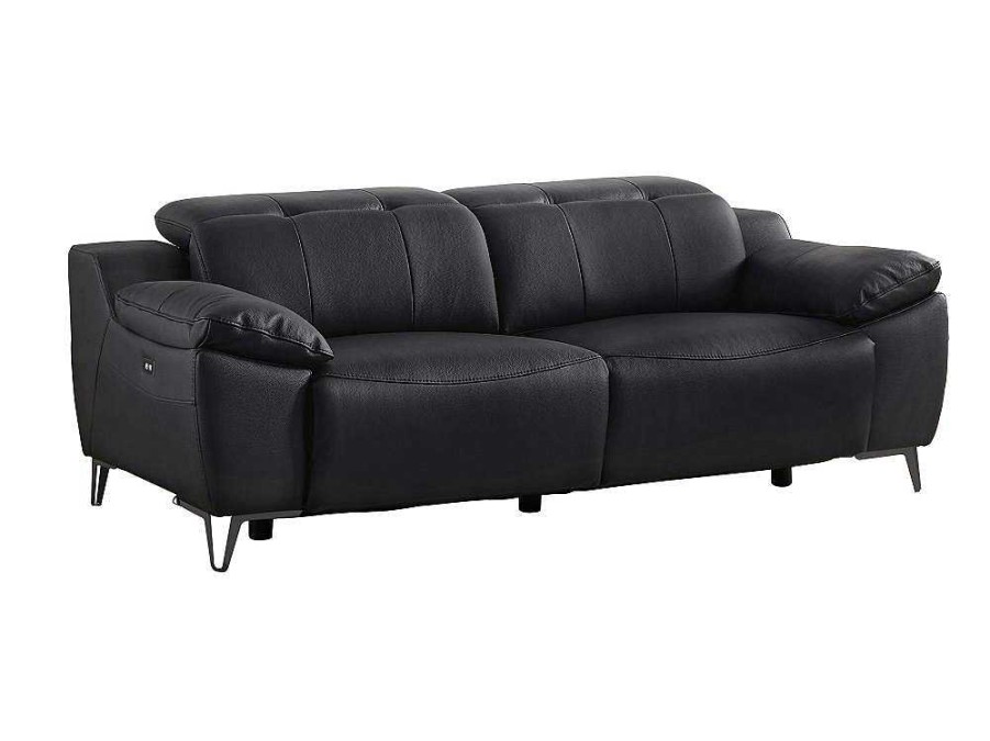 Sofa De 2 Ou 3 Lugares | LINEA SOFA Sofa De 3 Lugares Articulado Eletrico Couro Preto - Roveto