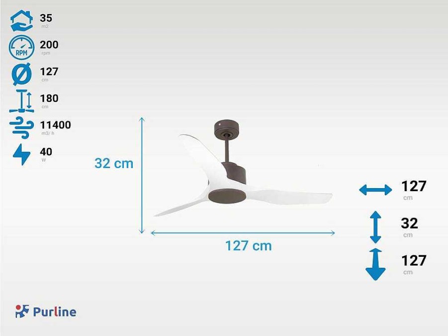 Ventilador | Purline Ventilador De Tecto Reversivel Termostato Regulavel Termostato Wifi Motor Dc Tectos Inclinados Controlo Remoto Adaptador De Luz De Tres Tons 2/3 Laminas Memoria Hipersilenciosa