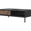 Mesa De Centro | Vente-unique Mesa De Centro Com 2 Gavetas E 2 Nichos Preto E Natural Escuro - Mialine