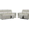 Conjunto De Sofa | Vente-unique Sofa De 3+2 Lugares Relax Em Pele De Bufalo Marfim - Pakita