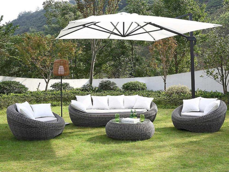 Conjunto Relax De Jardim | MYLIA Conjunto De 2 Cadeiroes De Jardim Em Resina Entrancada Cor Cinza - Whiteheaven