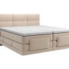 Cama De Adulto | Palacio Conjunto Completo Boxspring, Cabeceira De Cama Acolchoada + Sommiers Articulados Eletricos + Colchao + Sobrecolchao 2X90X200 Cm Tecido Bege - Lodi Da Palacio