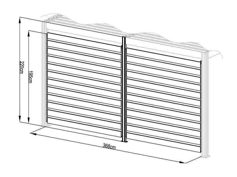 Pergola, Coreto, Quiosque | Vente-unique Quebra-Sol Orientavel Aluminio Para Pergola Bioclimatica Antracite L3,68 X A2,2 M - Bolsena