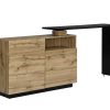 Movel De Bar | Vente-unique Movel De Bar Giratorio Com 2 Portas, 1 Gaveta E 1 Nicho Em Mdf Cor Carvalho E Preto - Eldir