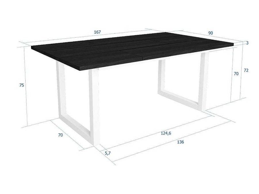 Mesa De Jantar | Skraut Home Mesa De Sala De Jantar, 8 Pessoas, 170, Robusto E Estavel Gracas A Sua Estrutura E Pernas Solidas, Preto, Estilo Industrial