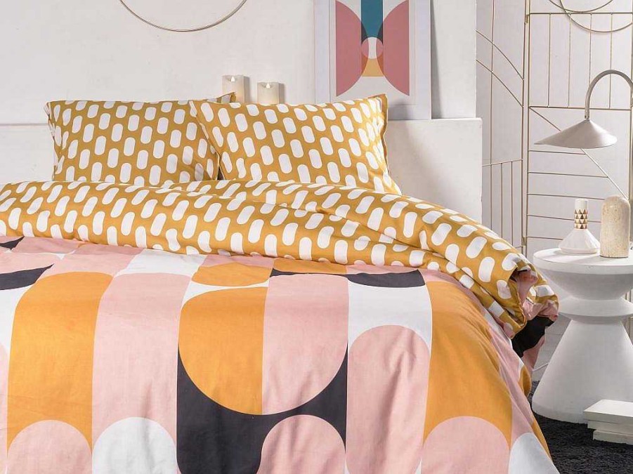 Roupa De Cama | OZAIA Jogo De Cama Geometrico Reversivel, Algodao De 57 Fios/Cm , Capa De Edredao 220X240 Cm + 2 Fronhas 63X63 Cm Multicolor - Arlao